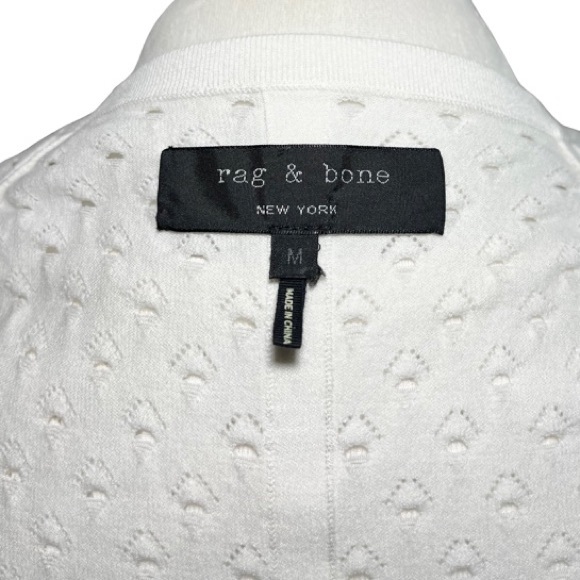 rag & bone White Lightweight Sweater. Detailed with Open Weave Eyelets - Picture 4 of 5